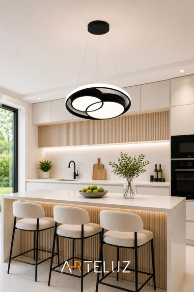 ARTELUZ ÇİFT YUVARLAK MODEL MODERN SARKIT AVİZE (50 CM) - Resim 2