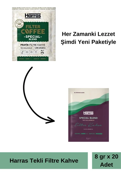 Harras Filtre Kahve Tek Kullanımlık 8gr X 20 Li Paket ürün görseli 1