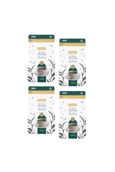 Harras O.P.A. Ceylon Siyah Çay 300 g x 4 Adet - İthal Sri Lanka Seylan Çayı 1.2 kg Set ürün görseli 1