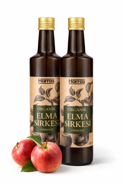 Harras Organik Elma Sirkesi Fermente 500 ml x 2 Adet ürün görseli 1