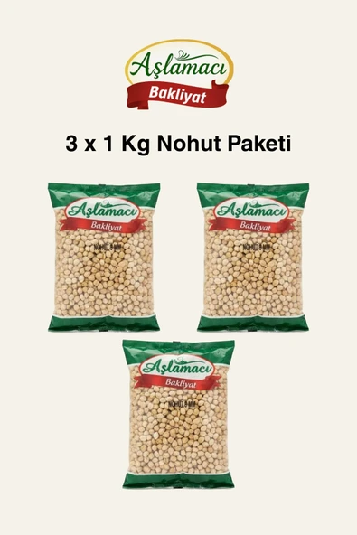Aşlamacı Bakliyat Nohut 9 mm – 3’lü Ekonomik Paket (3 x 1 kg) ürün görseli 1