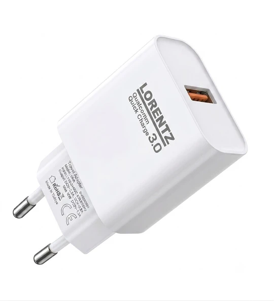 Lorentz 18W Tek Portlu Hızlı Şarj Cihazı, 1xusb-A, Beyaz, LR08 ürün görseli 1