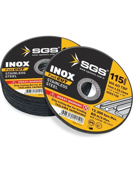 SGS2150  İnox Kesici 115MM x 1.0mm x 22MM (10 Adet) ürün görseli 1