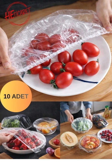 HETicaret 10 Adet Gıda Bonesi Lastikli Tazeliği Koruyan Tencere Tabak Esnek Strech Kapak Ve Saç Bonesi ürün görseli 1