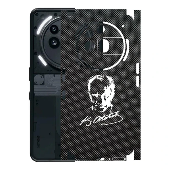 Nothing Phone 3A Pro ile Uyumlu Bumper Serisi Premium Kaplama 360  Atatürk İmzalı Siyah ürün görseli 1