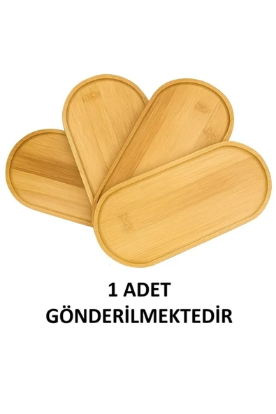 HETicaret 1 Adet Bambu Oval Sunum ve Servis Tepsisi - Ahşap Tepsi - Yağdanlık Altlığı ürün görseli 1