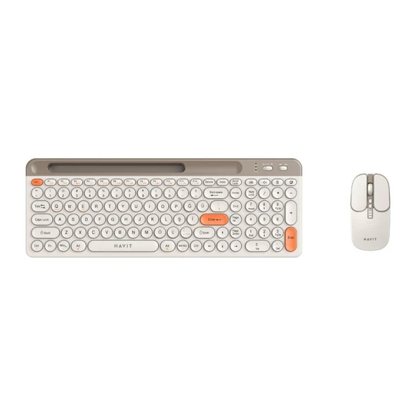 Havit KB835WB Bej Kablosuz Klavye Mouse Seti Teşhir ürün görseli 1