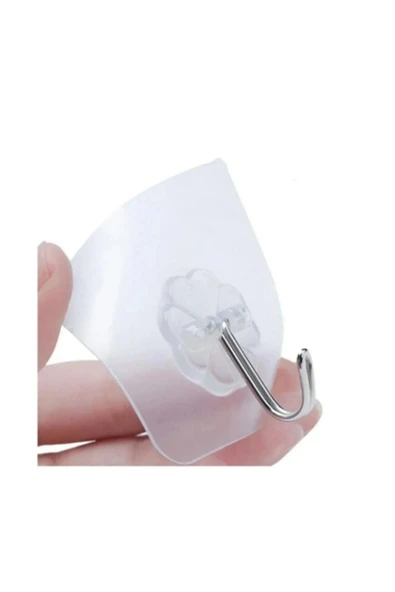 HETicaret 1 Adet 6x6 cm Şeffaf Güçlü Kendinden Yapışkanlı Kapı Duvar Askıları Ağır Yük Taşıma ürün görseli 1