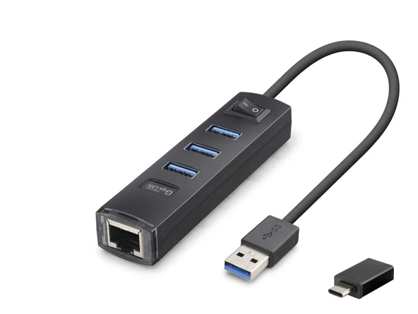 Usb Type-c 3.2 Gen1 Hub Ethernet Gigabit 4 Port Siyah RJ4503 ürün görseli 1
