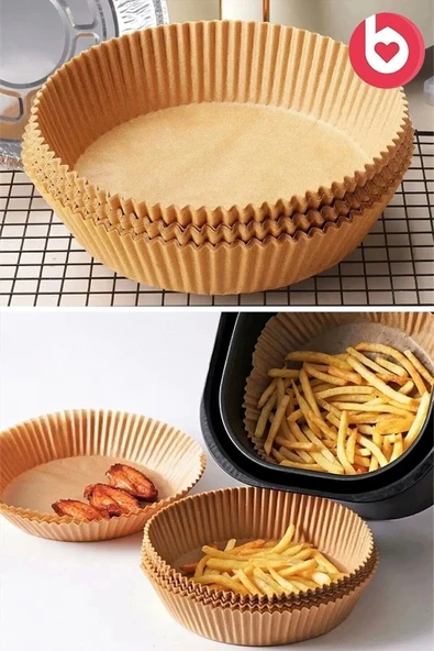 HETicaret 10 Adet Air Fryer Pişirme Kağıdı Yağsız Firitöz Hava Fritözü Pişirme Kağıdı Yuvarlak Model ürün görseli 1