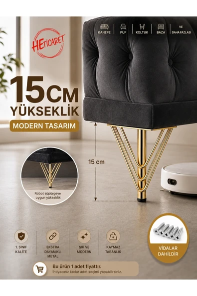 HETicaret Flamingo Kanepe Koltuk Mobiya Dolap TV Ünitesi 15cm Gold Demir Ayağı ürün görseli 1