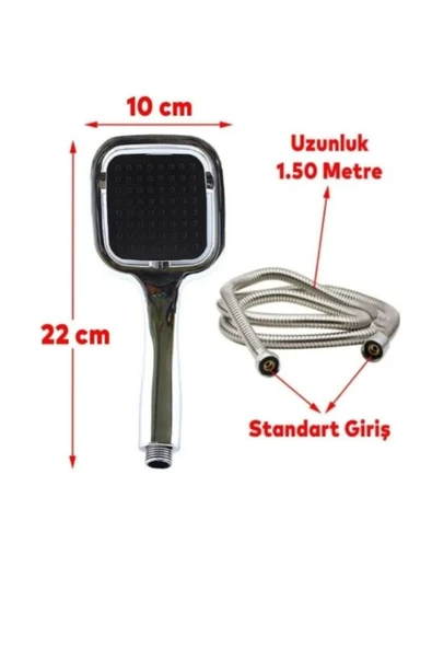 HETicaret Kare Baslıklı Banyo Duş Seti - Resim 2
