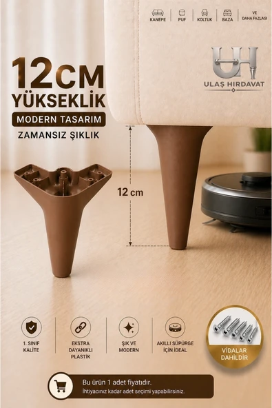 Ulaş Hırdavat Ceviz Mobilya Ayak- Plastik Ayak - Zirve - 12 Cm Zirve Ayak Ayak Ahşap ürün görseli 1