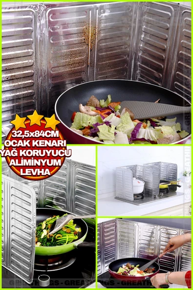 Greathings HEticaretn1 Adet FOLYO Ocak Yağ Sıçrama Koruyucu Katlanır Alm FOLYO - Piknik Tüpü Rüzgar Önleyici ürün görseli 1