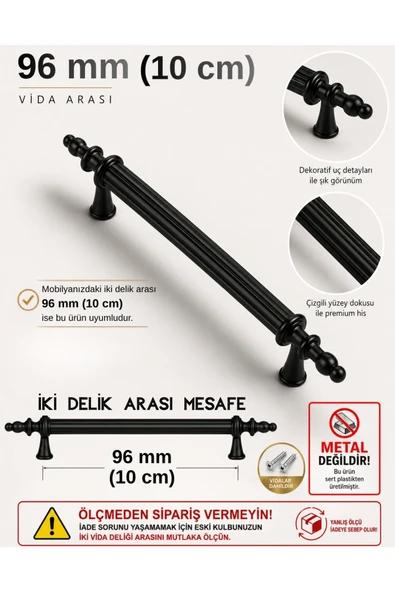 Ulaş Hırdavat 96 Mm Modern Lüks Mobilya Dolap Çekmece Kulpları , Sert Polimer Kulp , Sert Plastik ürün görseli 1