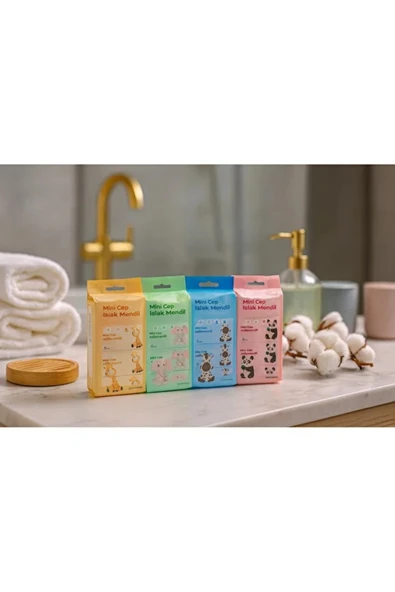 HETicaret 8 Mini Adet Mini Cep Kamp Islak Mendili Toplam 1 paket Islak Mendil ürün görseli 1