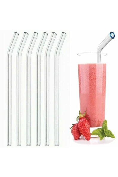 HETicaret 1 Adet Eğik Cam Pipet,kırılmaz Kalın Cam Yıkanabilir Eğimli Cam Pipet ürün görseli 1