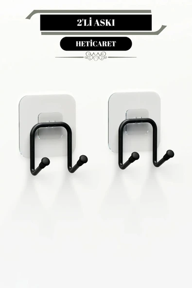 HETicaret Yapışkanlı 2 Adet Çift Kancalı Banyo Mutfak Askısı Metal Askılık Duvar Askı Organizer ürün görseli 1