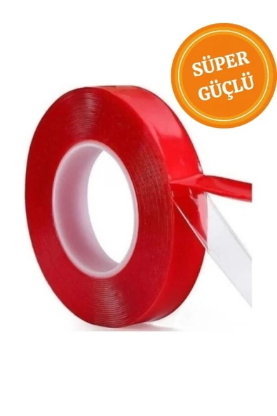 HETicaret Çift Taraflı Silikonlu Şeffaf Bant 10mm X 2m Su Geçirmez Süper Güçlü Montaj Band Akrilik Çiftbant ürün görseli 1