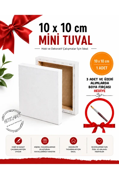 HETicaret 10x10 cm Mini Tuval Kanvas Boyama Tuvali (3'lü Alımlarda Fırça Hediye) ürün görseli 1
