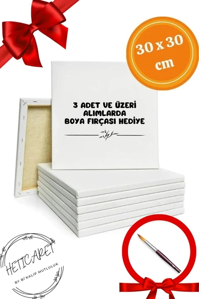 HETicaret Tuval 30x30 Cm Kare Resim Tuvali - Imalatçıdan - Fırça Hediyeli ürün görseli 1
