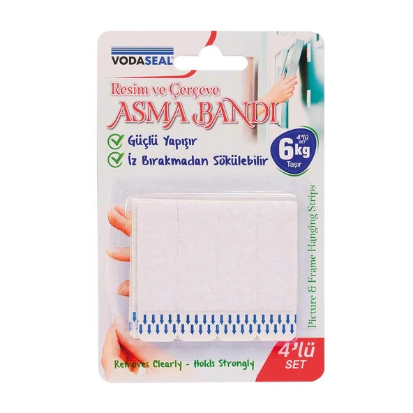 VodaSeal Resim ve Çerçeve Asma Bandı 6 Kg. - Şeffaf - 4 Adetli Set ürün görseli 1