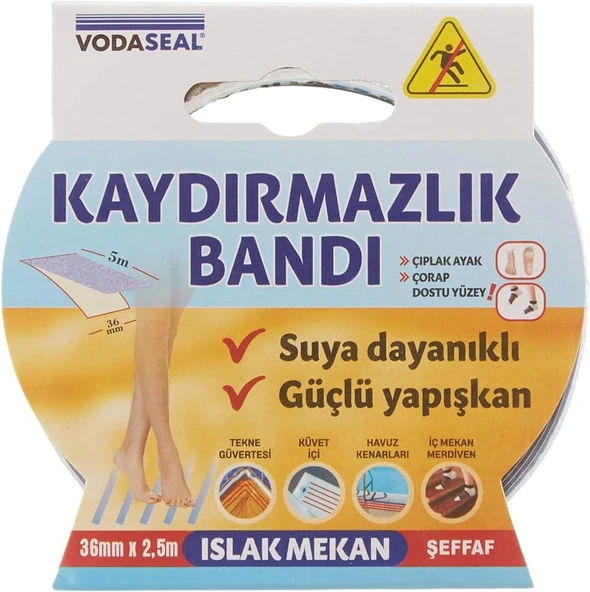 VodaSeal İç Mekan Kaydırmazlık Bandı Şeffaf - 36 mm x 2.5 mt. ürün görseli 1