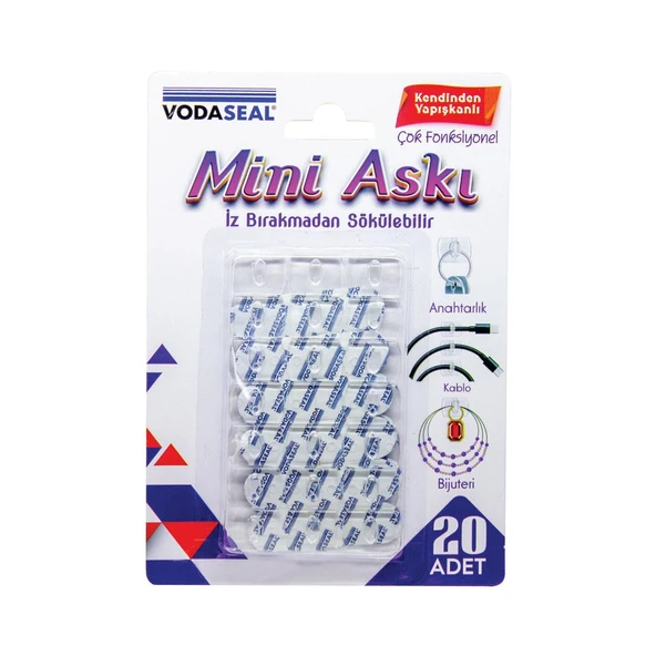 VodaSeal İz Bırakmadan Sökülebilir Mini Askı - 20 Parça - Şeffaf ürün görseli 1