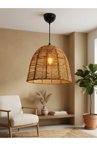 Mosso LUMA Doğal Hasır Modern Sarkıt Avize 25x30cm ürün görseli 1