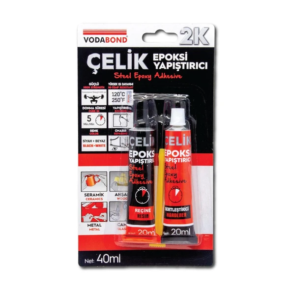 Vodabond Isıya Dayanıklı Çok Amaçlı Epoksi Çelik Yapıştırıcı 40 ml. ürün görseli 1