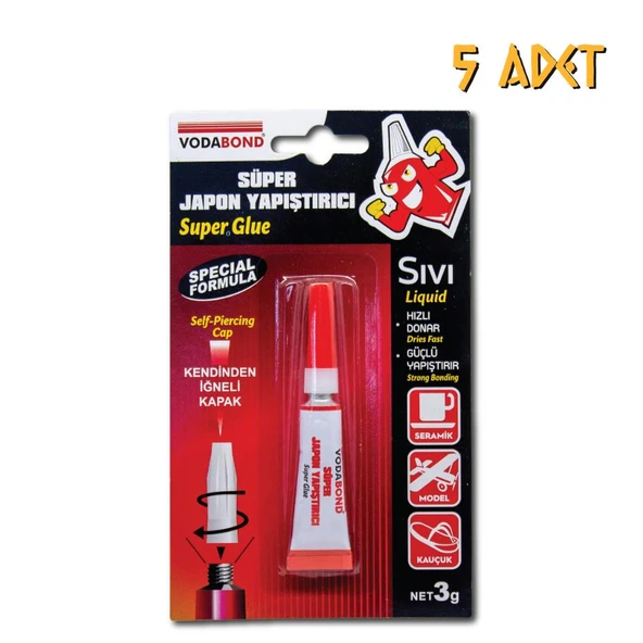 VodaBond Süper Japon Yapıştırıcı Şeffaf - 3 gr. - 5 Adet ürün görseli 1