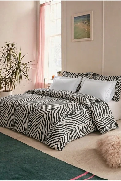 Zebra Desenli Çift Kişilik Nevresim Takımı 200x220 ürün görseli 1