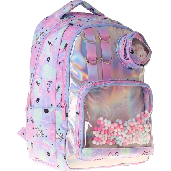 Kaukko Kids Kız Çocuk Dream Baskılı Çok Renkli Peluş Aksesuarlı Ilkokul Okul Sırt Çantası - L5343 ürün görseli 1