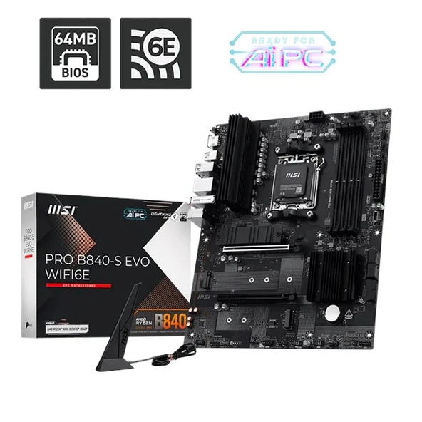 MSI PRO B840-S EVO WIFI6E AM5 D5 Hdmi Type-C ürün görseli 1