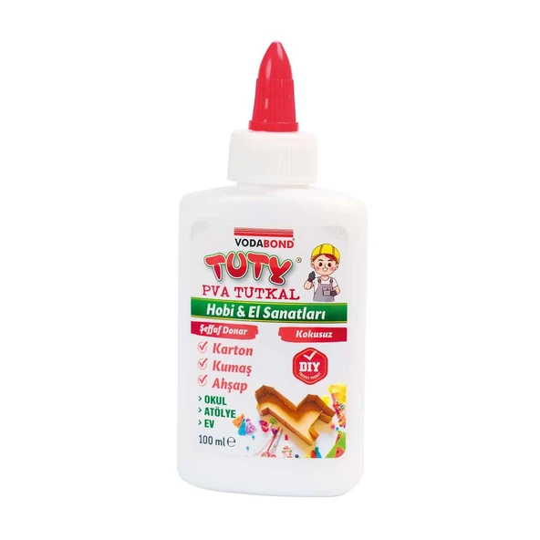 VodaBond Tuty PVA Karton-Ahşap-Kumaş Tutkalı Şeffaf 100 ml. ürün görseli 1