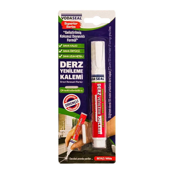 VodaSeal Kokusuz ve Suya Dayanıklı Derz Yenileme Kalemi - Beyaz ürün görseli 1