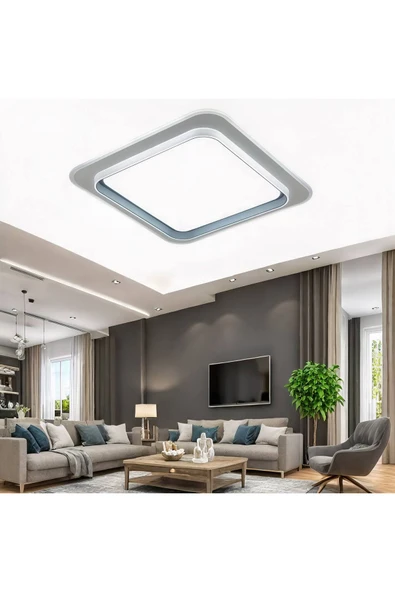 Mosso Cubic Modern Kare 3 Renkli LED Plafoniyer Tavan Avizesi 50x50 cm ürün görseli 1