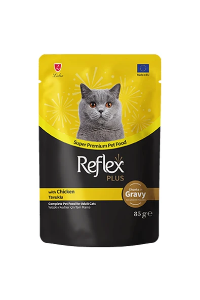 Reflex Plus Sos İçinde Parça Tavuk Etli Yetişkin Kedi Konservesi 85gr ürün görseli 1