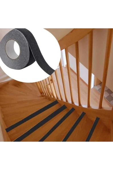 Merdiven Zemin Kaydırmaz Güçlü Bant Yapışkanlı Kaymaz Bant Siyah 25 mm X 5 Metre ürün görseli 1