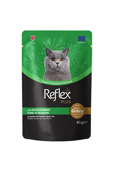 Reflex Plus Sos İçinde Parça Ördek ve Tavşan Etli Yetişkin Kedi Konservesi 85gr ürün görseli 1