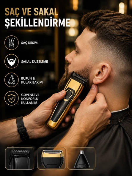3'ü 1 Arada Şarjlı Kişisel Bakım ve Tıraş Makinesi ürün görseli 1