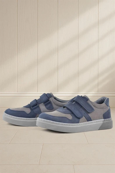 Rakerplus Hakiki Deri Lacivert Cırtlı Erkek Çocuk Sneaker ürün görseli 1