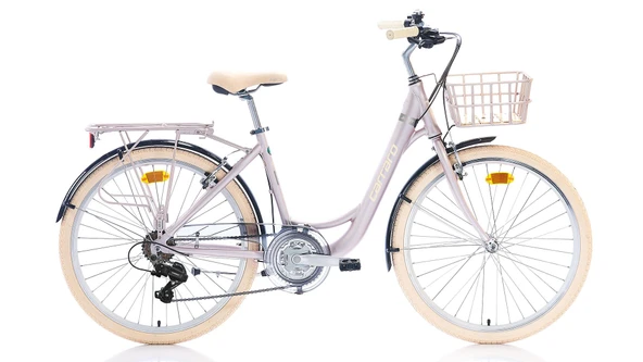 Carraro Juliet 26 Jant 21 Vites V-Fren 43 Kadro Şehir Bisikleti Metalik Pembe Krom ürün görseli 1