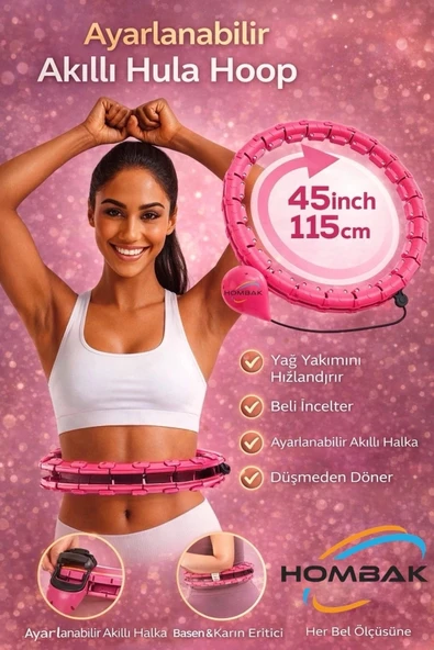 Ayarlanabilir Akıllı Hula Hoop Bel İnceletme Egzersiz Çemberi Kırmızı 24 Parça Fitness ürün görseli 1