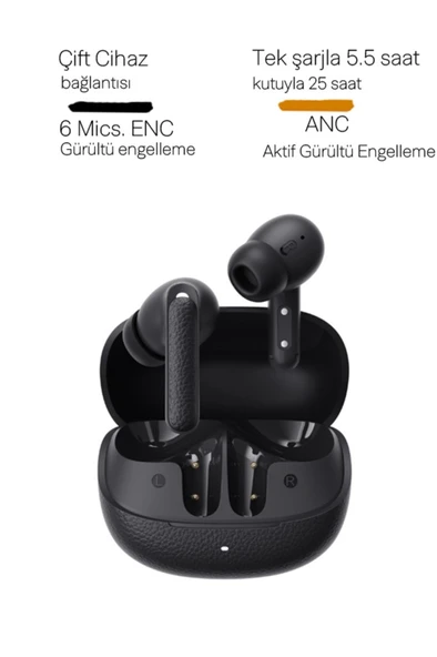 QCY Buds Anc HT15 Bluetooth Kulaklık - 45 dB. ANC - 6 Mikrofon ENC - Çift Cihaz Gürültü Engelleme iPX4 ürün görseli 1