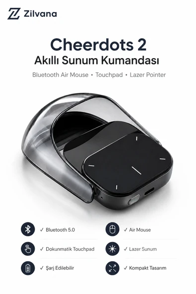 Zilvana Cheerdots 2 Kablosuz Air Mouse & Sunum Kumandası ürün görseli 1