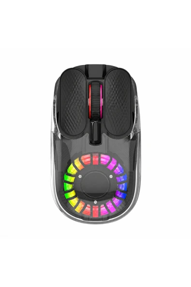 Zilvana Siyah Şeffaf RGB Işıklı Type-C Şarjlı Kablosuz Mouse ürün görseli 1