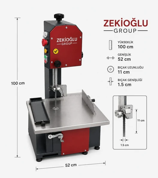 Zekioğlu Group  Et Kesim Makinası  Paslanmaz Çelik Bıçaklı Profesyonel Et kesme ve Kemik Kesme Makinesi ürün görseli 1