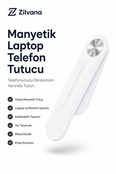 Zilvana Manyetik Metal Telefon Tutucu Stand Çok Fonksiyonlu Braket Beyaz ürün görseli 1