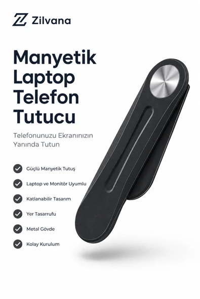 Zilvana Manyetik Metal Telefon Tutucu Stand Çok Fonksiyonlu Braket Siyah & Beyaz ürün görseli 1